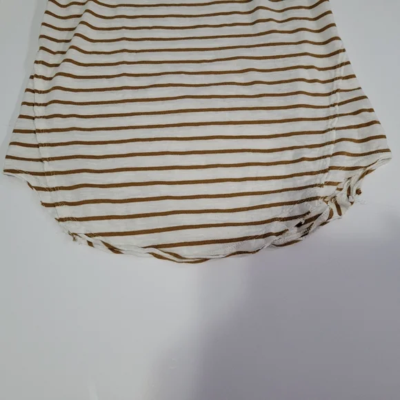 Free People Women's Size M Top White & Brown Striped - Picture 11 of 13